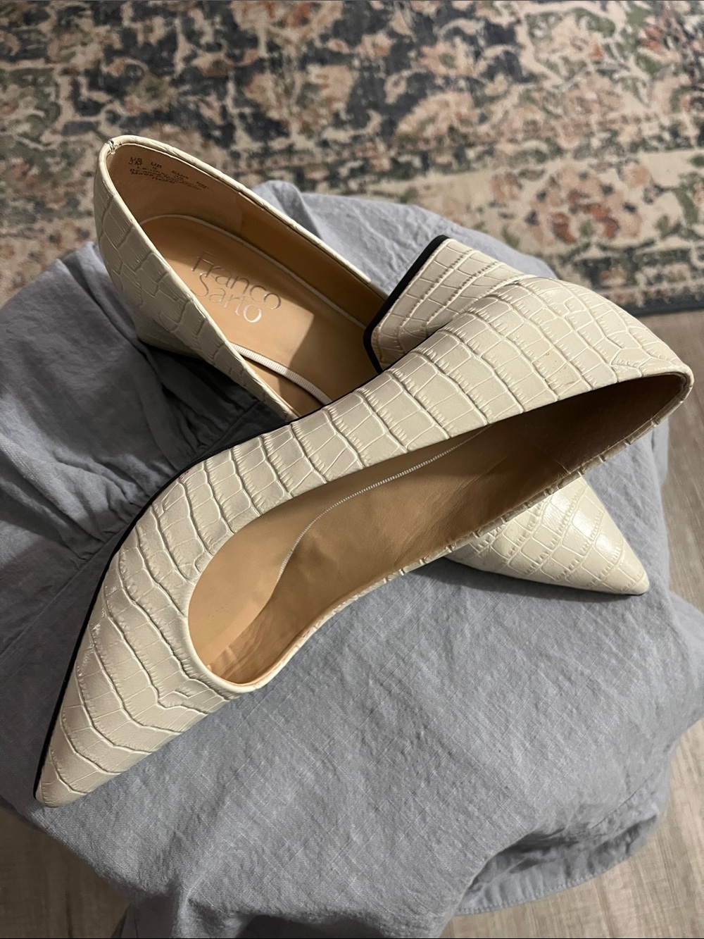 Franco Sarto Leather Croc-Embossed Shoes - Picture 5 of 12